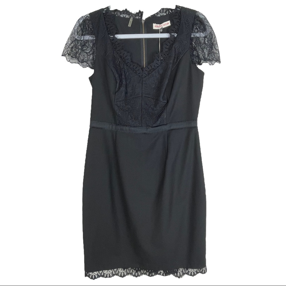 REBECCA TAYLOR black lace combo dress NWT sz 8 - Picture 2 of 6